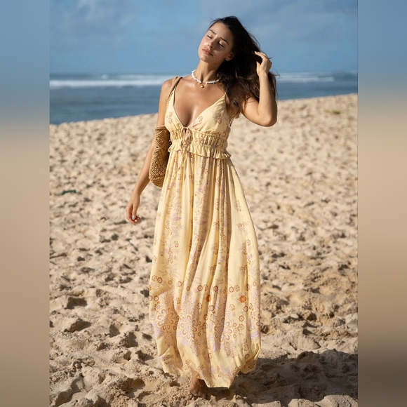 NWT $68 Berlook Boho Yellow Floral Maxi Dress, XL - Picture 6 of 12